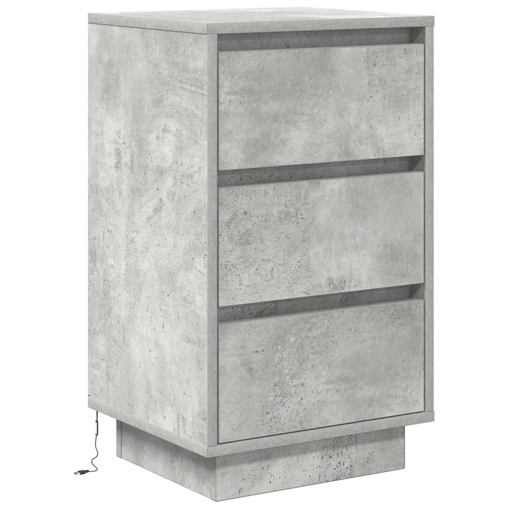 Comodino con Luci LED Grigio Cemento 38x34x65 cm 861304