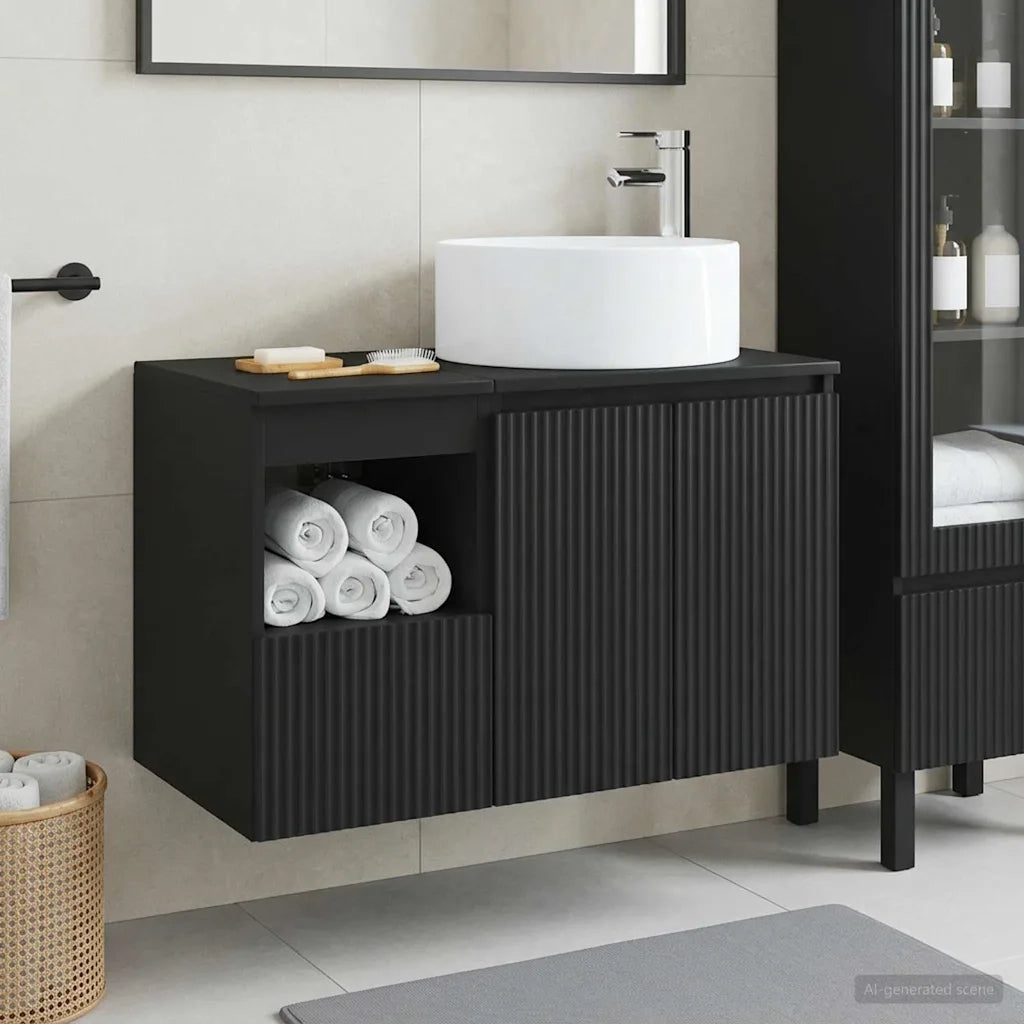 Set di mobili per il bagno 2 pz Nero Legno ingegnerizzato 3404105