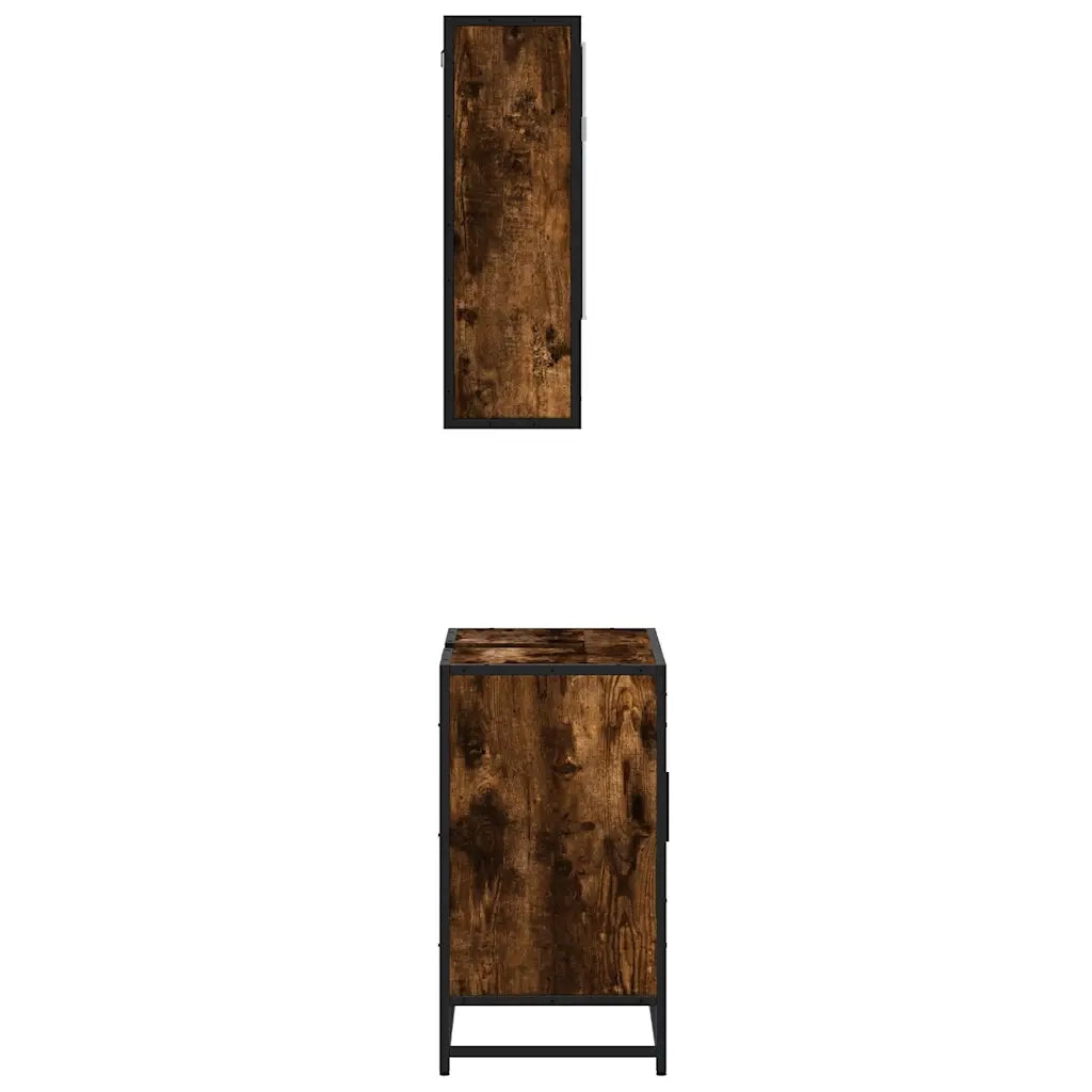 Set Mobili da Bagno 2 pz Rovere Fumo in Legno Multistrato 3300927