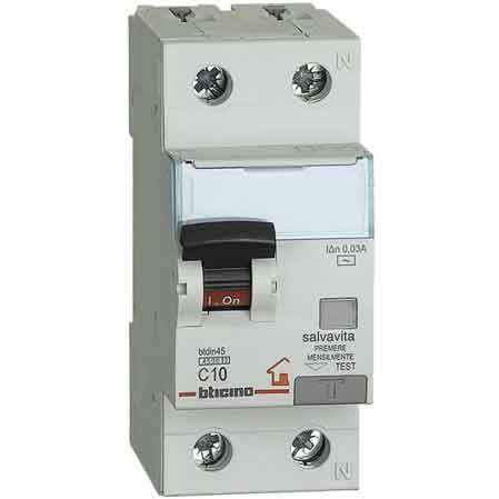 INTERRUTTORE MAGNETOTERMICO DIFFERENZIALE BTICINO 1P+N Corrente 6A - BTICINO