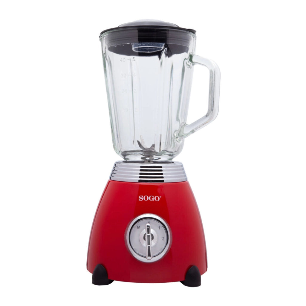 Frullatore con caraffa in vetro 1,5L, 2 velocità e funzione pulse con lame 6 tagli per smoothie e ghiaccio - Sogo