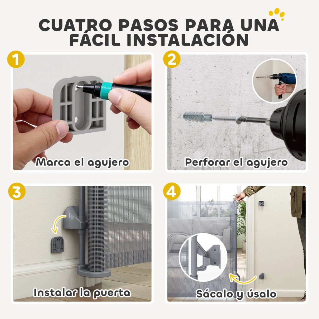 Cancelletto di Sicurezza Estensibile per Cani ¨C Xylo ¨C Grigio, 140 cm