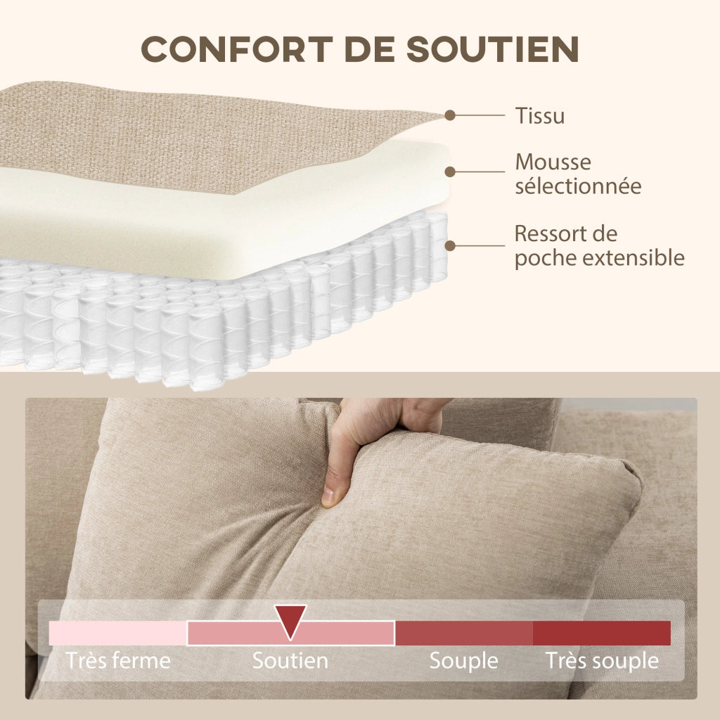 Divano angolare 3 posti con chaise longue ¨C Minimal ¨C beige 242x156x87cm