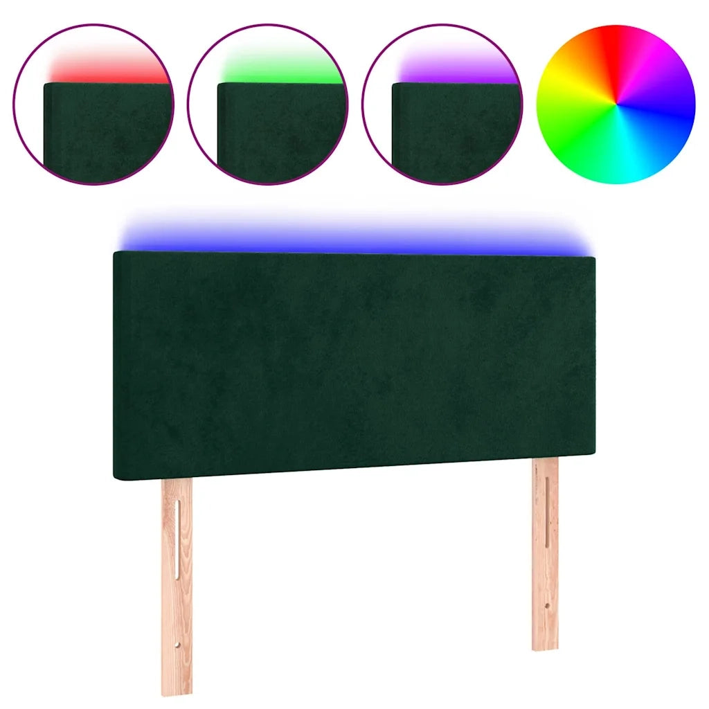 Testiera a LED-Testata con LED Verde Scuro 100x5x78/88 cm in Velluto 903473