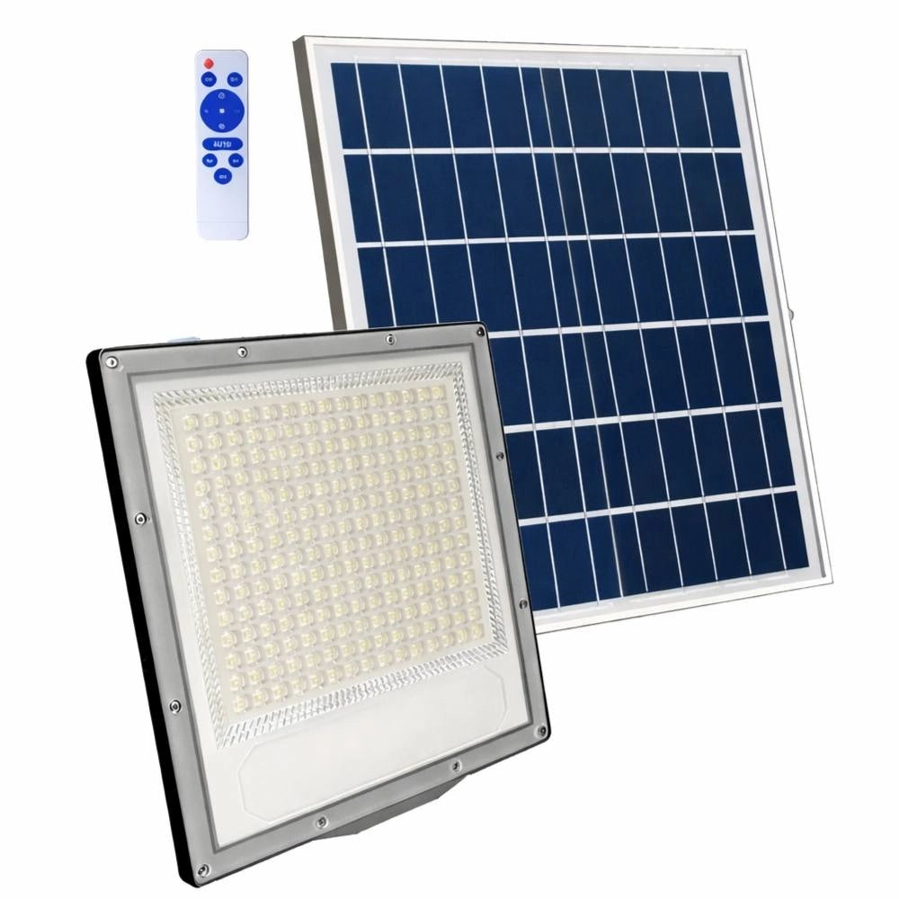 Proiettore led solare ecova con telecomando e luce bianca fredda 6500k *** potenza 200w, confezione 1