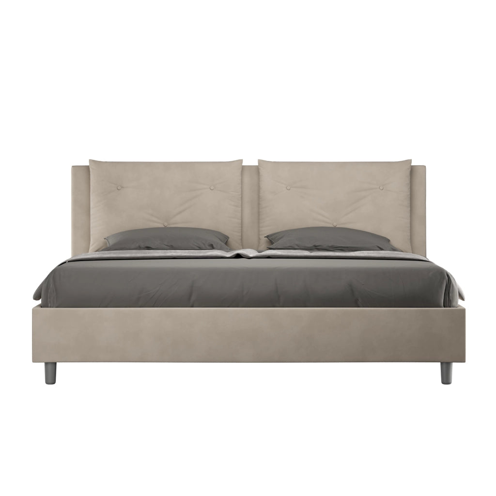BS COM Letto senza rete imbottito 180x190 microfibra sabbia