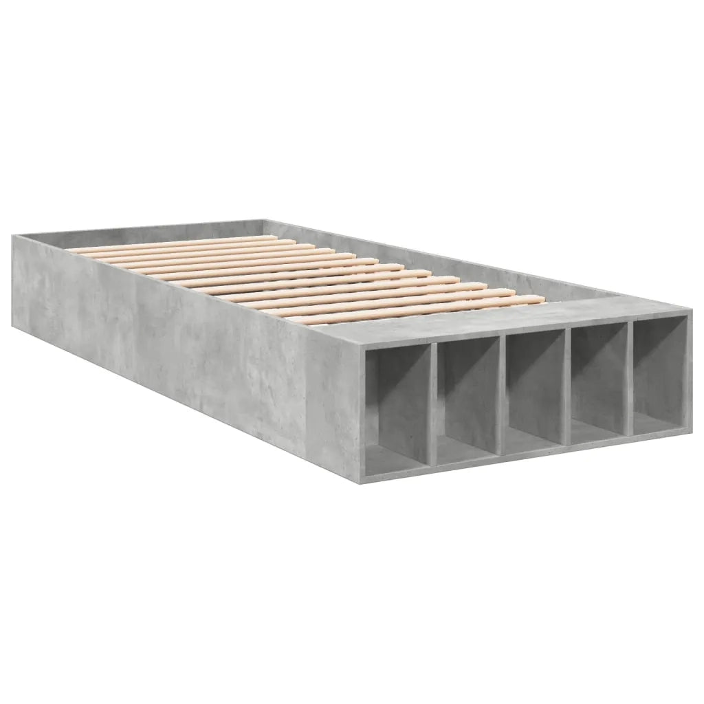 Letto singolo | Letto per adulti | Giroletto Grigio Cemento 75x190 cm in Legno Multistrato