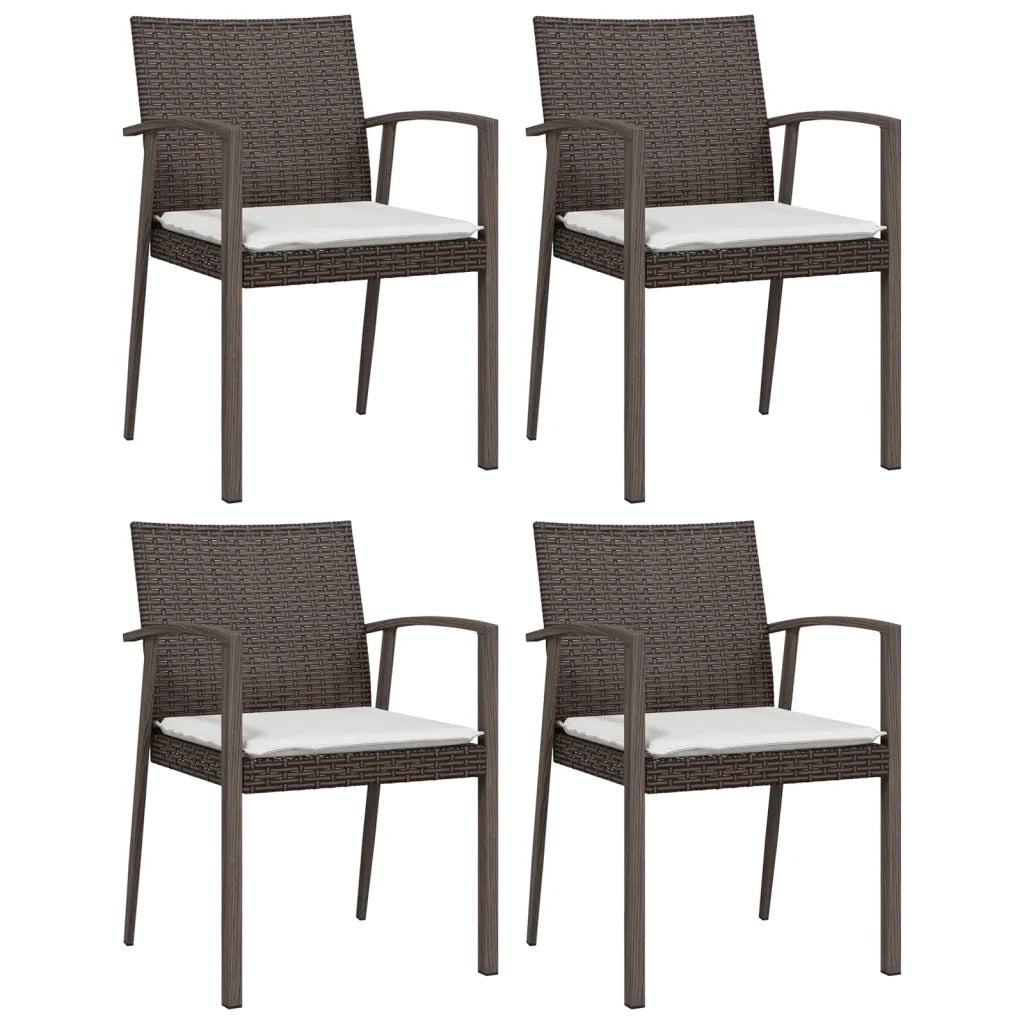 Set Pranzo da Giardino 5pz con Cuscini in Polyrattan e Acciaio 3186989