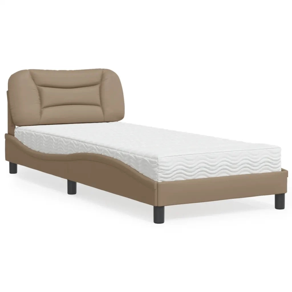 Letto con Materasso Hvar Cappuccino 90x190 cm Similpelle