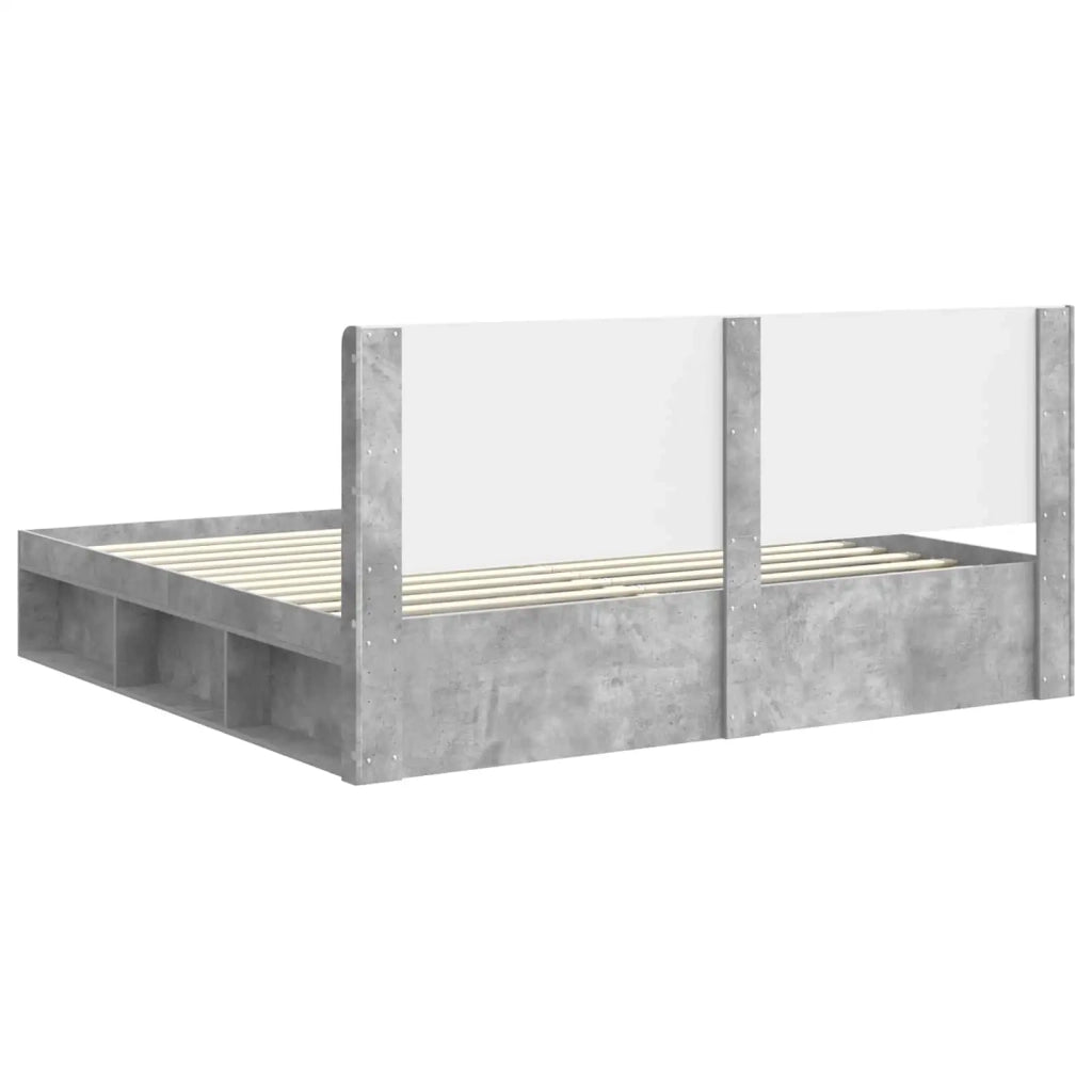 Struttura del letto con stoccaggio e testata Grigio Cemento 3413824