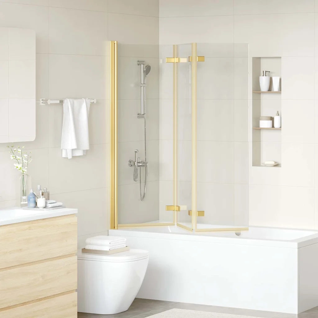 Involucro Doccia Oro 130 x 138 cm Vetro ESG e Alluminio CFW8253929