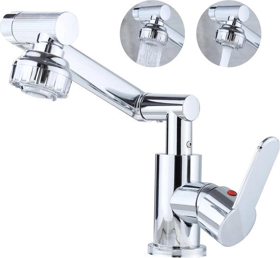 Rubinetto da Lavabo con 2 Tipi di Getto, Rubinetto da Bagno con Rotazione di 1080°, Rubinetto a Miscelazione con Maniglia di Trazione, Rubinetto da Lavabo con Altezza del Becco, Rubinetto per Acqua Fredda e Calda