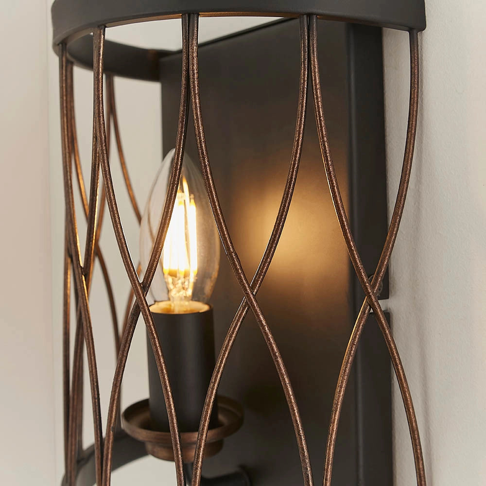 Applique rustica Heston nero opaco 1xE14 40W Endon acciaio