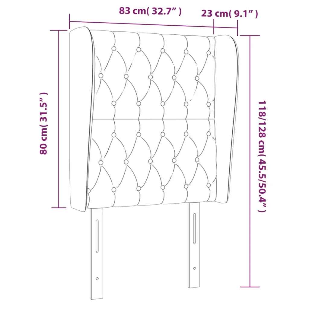 Testiera ad Orecchio Tortora 83x23x118/128 cm in Tessuto 3118270