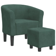 Poltrona | Sedia Relax Cabriolet con Poggiapiedi Verde Scuro in Velluto