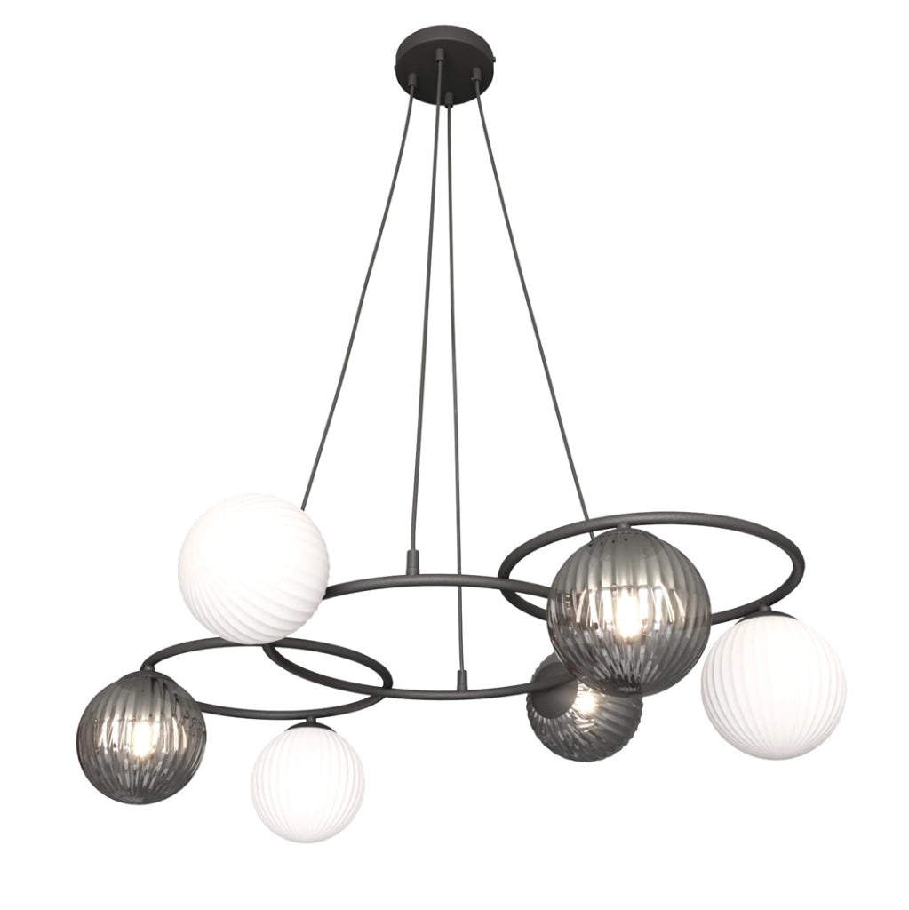 Lampada sospensione moderna grafite bianco sfere 6xE14 Libra