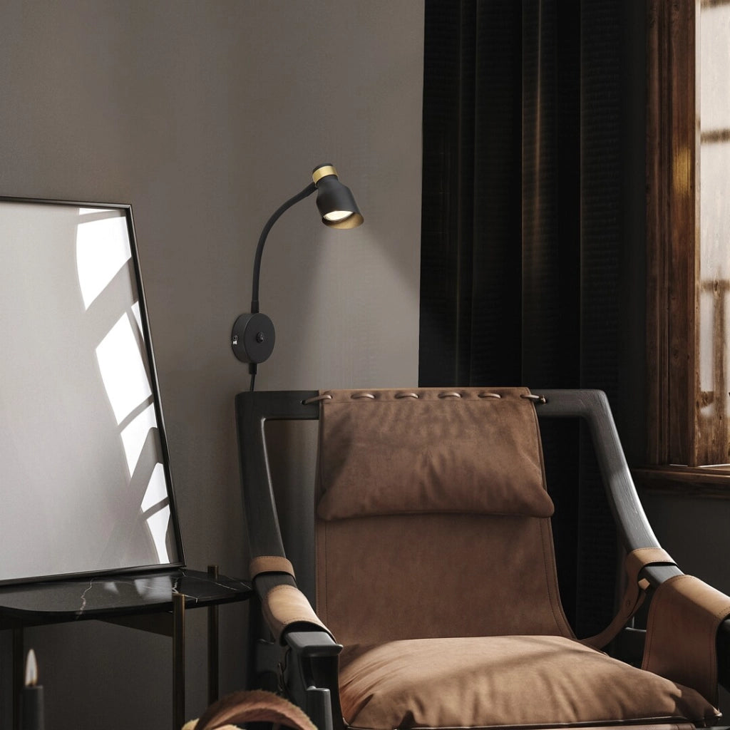 Applique lettura nero-oro con interruttore GU10 Rabalux