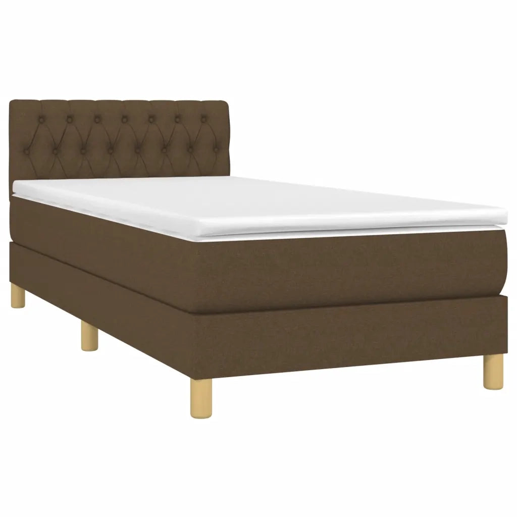 Giroletto a Molle con Materasso Marrone Scuro 90x200 cm Tessuto 3140828