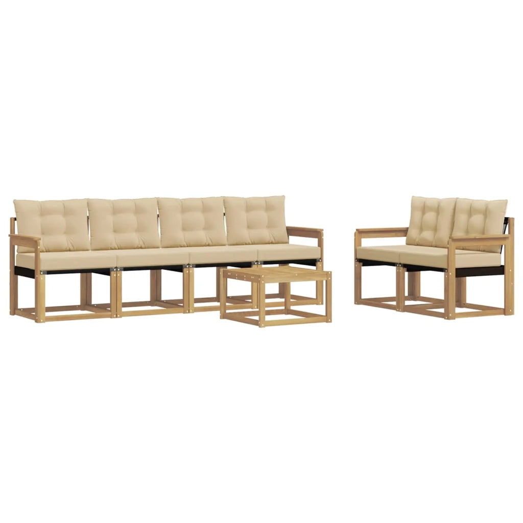 Set di divani da esterno con cuscino 7 pcs Bianco e Beige 3389231