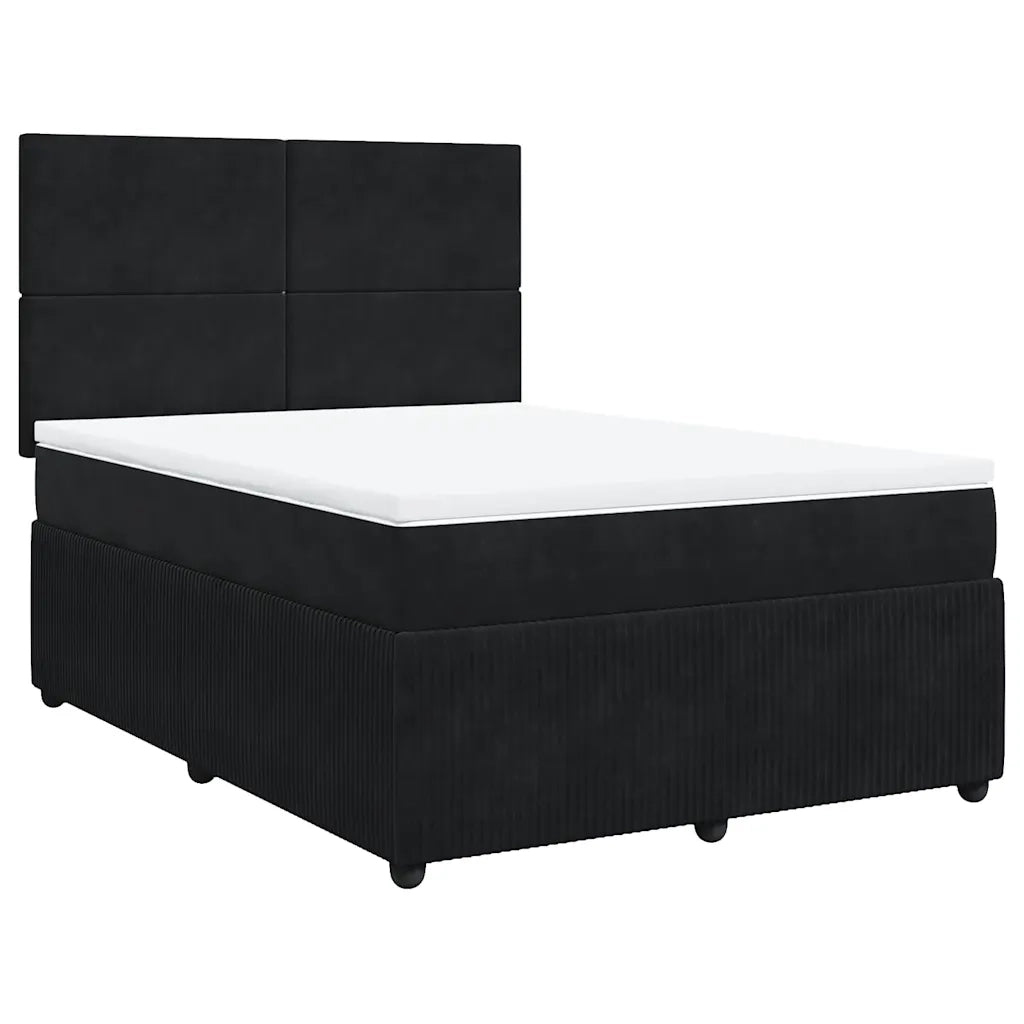 Giroletto a Molle con Materasso Nero 140x190 cm in Velluto 3292330
