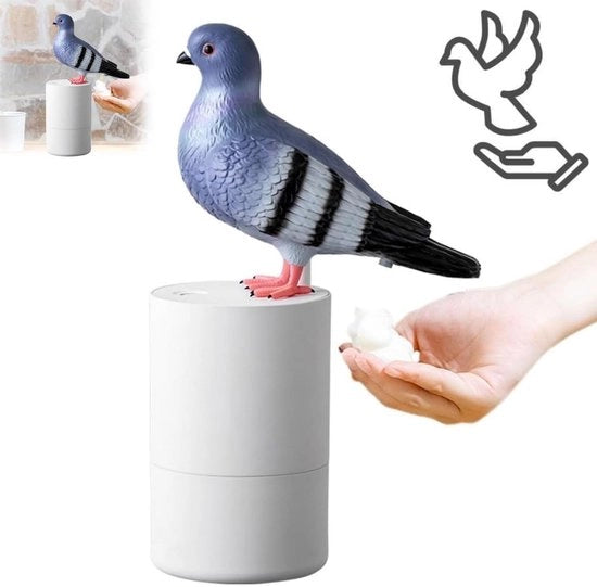 Dispensatore di sapone automatico senza contatto schiuma dispensatore per cucina e bagno in ABS plastica forma uccello con schiena scura