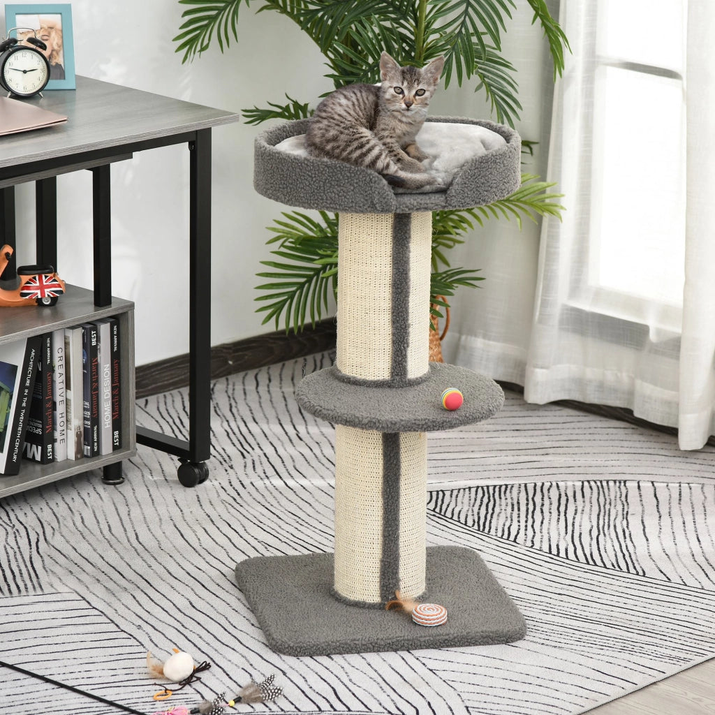 Tiragraffi per gatti con piattaforma e cuscini ¨C Minimal ¨C 91 cm, grigio
