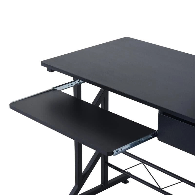 SCRIVANIA PER COMPUTER ACCIAIO E MDF CON CASSETTO E RIPIANO TASTIERA ESTRAIBILE