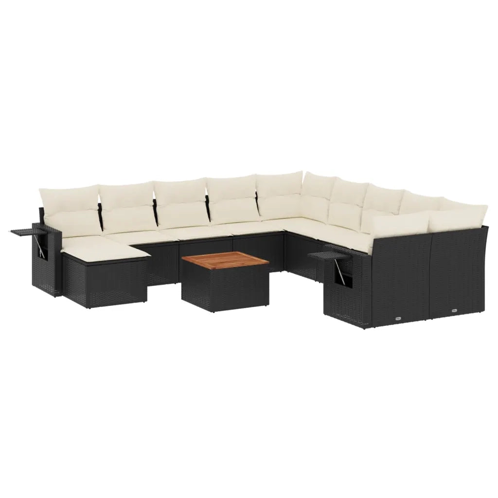 Set Divani da Giardino 12 pz con Cuscini Nero in Polyrattan 3224859