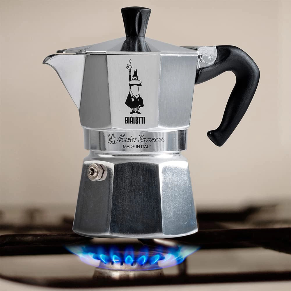 Caffettiera Moka Express Restyling 1 Tazza in Alluminio con Manico Ergonomico Made in Italy Bialetti