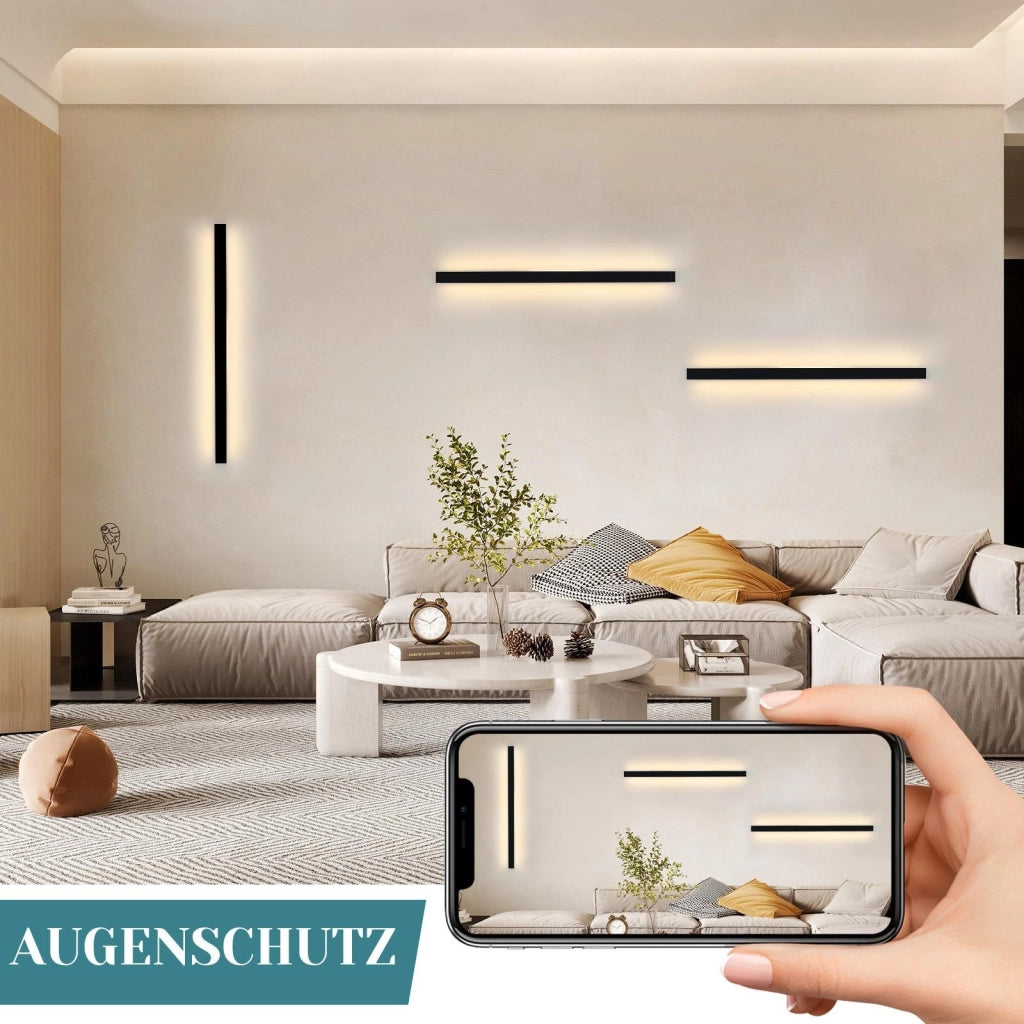 ZMH Applique da parete a LED per interni nera 60cm lampada da parete moderna 3000K per corridoio e camera da letto