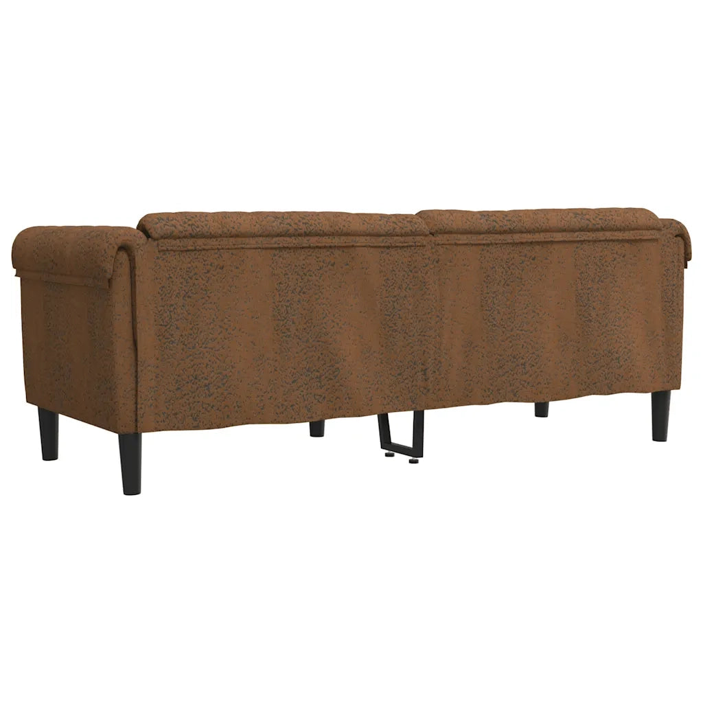Divano a 3 Posti-Sofa 3 Posti Marrone in Similpelle Scamosciata