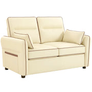 Divano 2 Posti in Similpelle Imbottito con Cuscini e Tasca Laterale ¨C Xylo ¨C Beige 136x81x90 cm