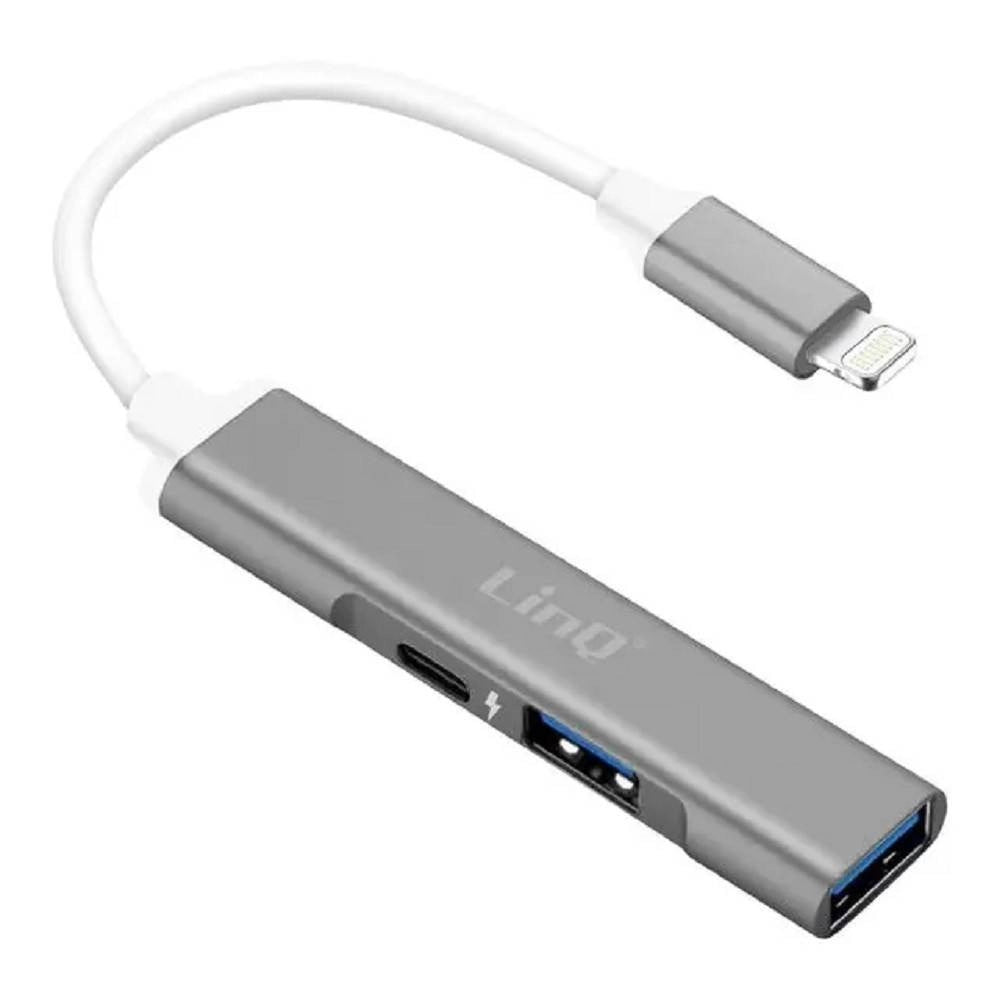 Trade Shop - Convertitore Otg Connettore Lightning A Lightning + 2xusb 3in1 Hub Iphone Ip7942 -
