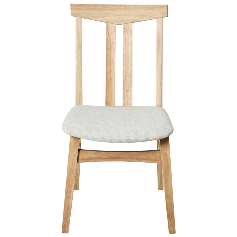 Set di 2 sedie da pranzo in tessuto beige con struttura in legno chiaro tradizionali retrò senza braccioli