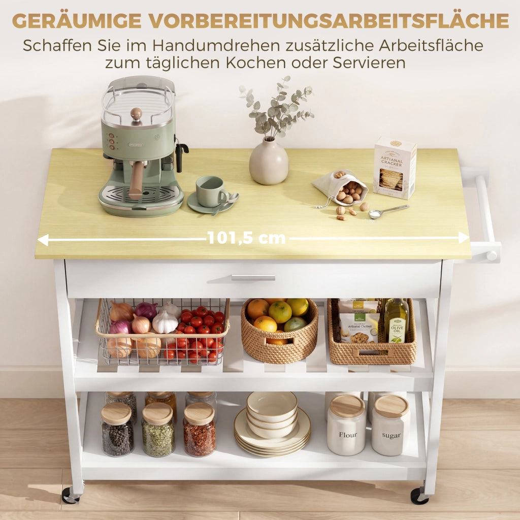 Carrello da cucina con ripiani ¨C Minimal ¨C Bianco