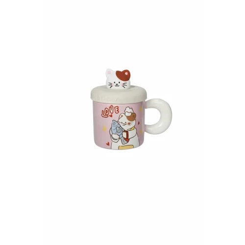 TAZZA L'ALLEGRA COMITIVA  NEW BONE CHINA C/TAPPO E CANNUCCIA SILICONE gatto