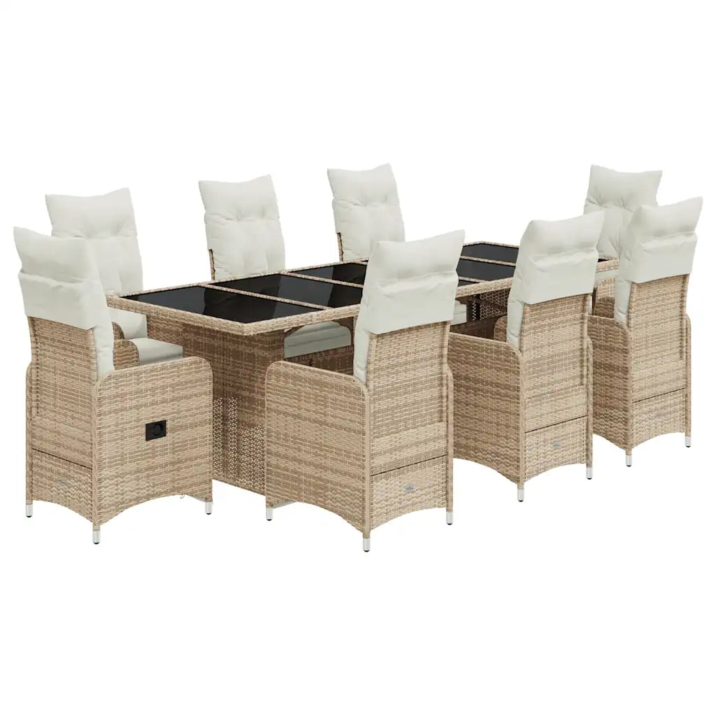 Set da Bistrò da Giardino 9 pz con Cuscini Beige in Polyrattan 3277299