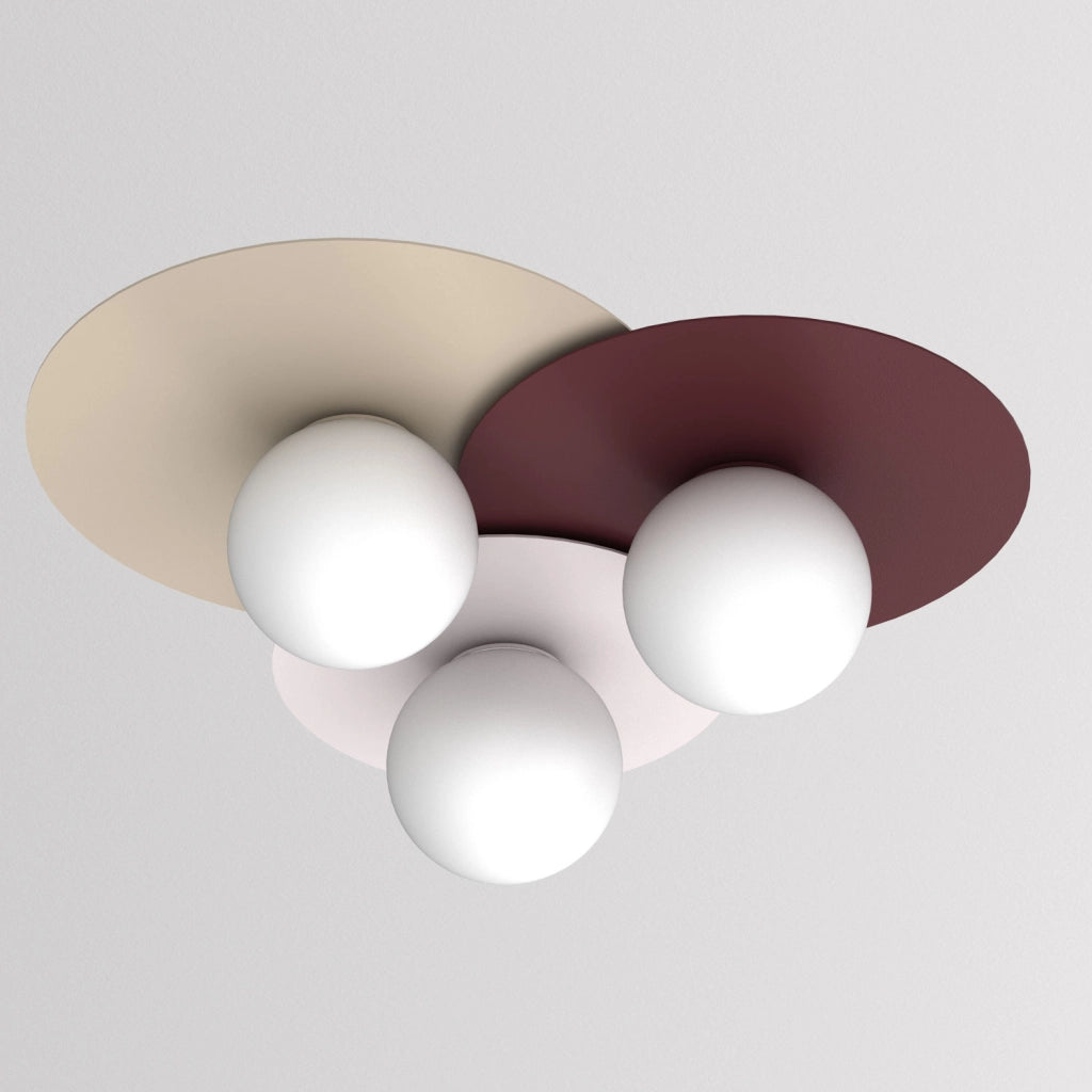 Lampada da soffitto Flat Luminex 3 luci E27 beige/bordeaux
