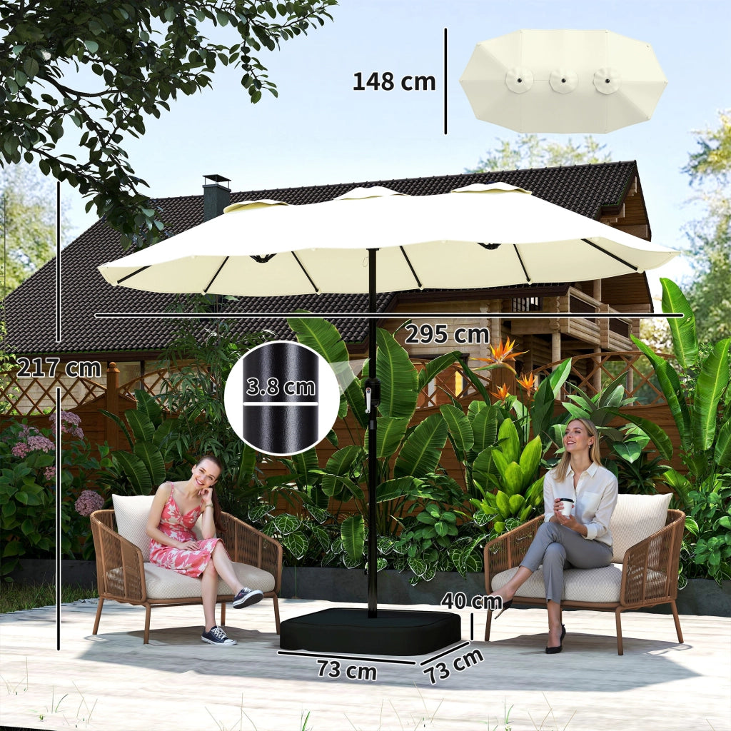 Ombrellone da giardino 12 stecche ¨C Minimal ¨C beige 3x1.5 m