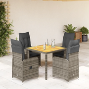 Set Bistrò da Giardino 5 pz con Cuscini in Polyrattan Grigio 3277020