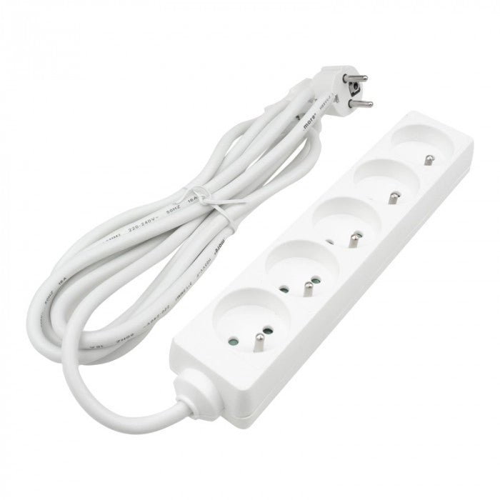 Ciabatta elettrica 5 prese 3m con terra bianca Ecolight