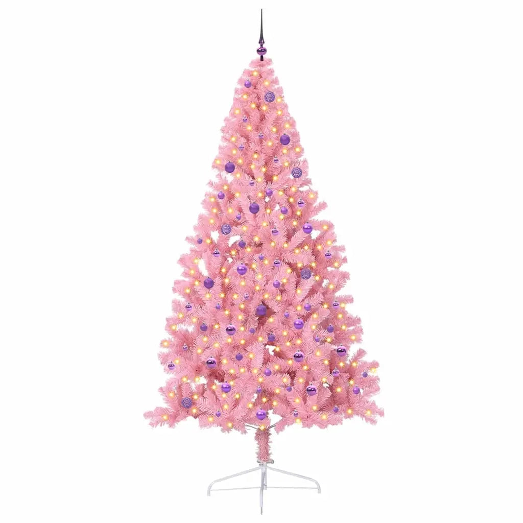 Albero di Natale Artificiale-Albero Natalizio con luci integrate Rosa 240 cm PVC 684741
