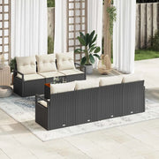 Set Divano da Giardino con cuscino 8 pcs Nero polyrattan