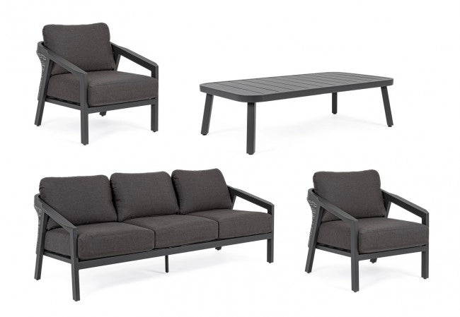 Set salotto giardino Cordova  antracite Bizzotto