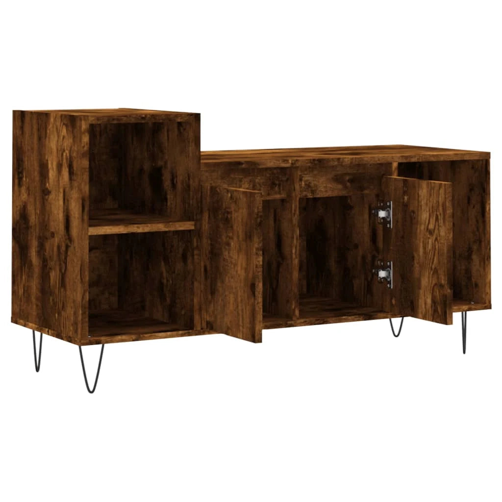 Mobile TV multimediale scaffale TV credenza mobile TV sala da pranzo soggiorno camera da letto rovere affumicato 100 x 35 x 55 cm legno ingegnerizzato marrone 02_0027275