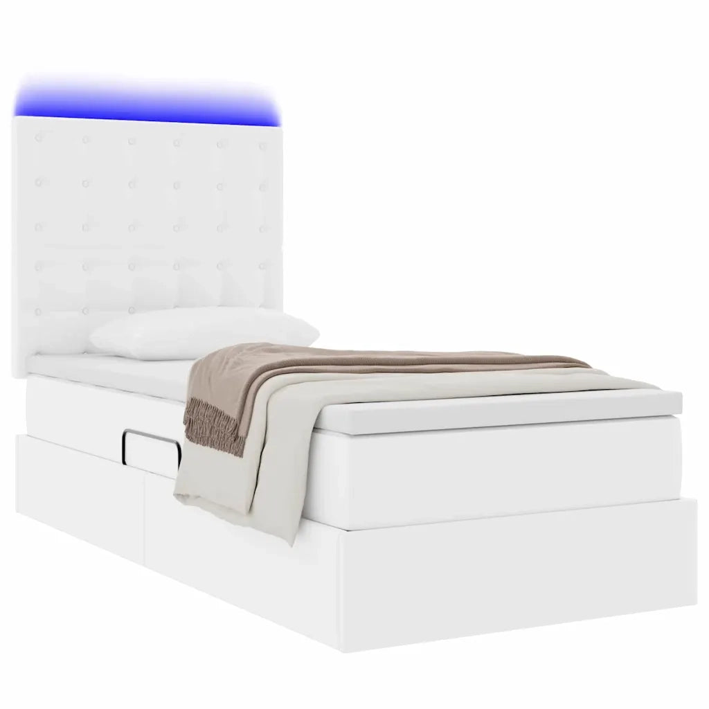 Letto con contenitore e LED con led Bianco Puro 90 x 200 cm