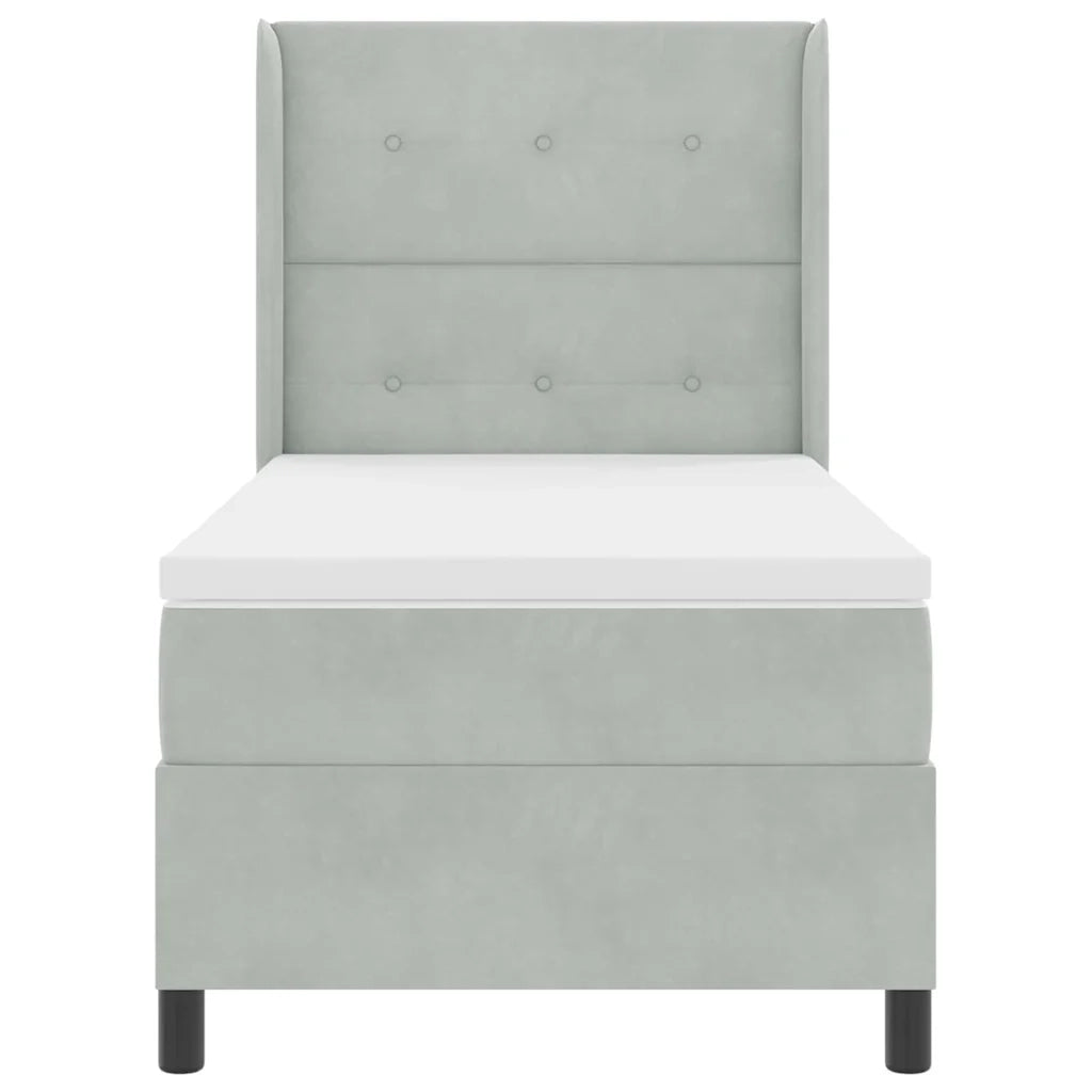 Letto a molle con materasso Grigio chiaro 90 x 200 cm Velluto