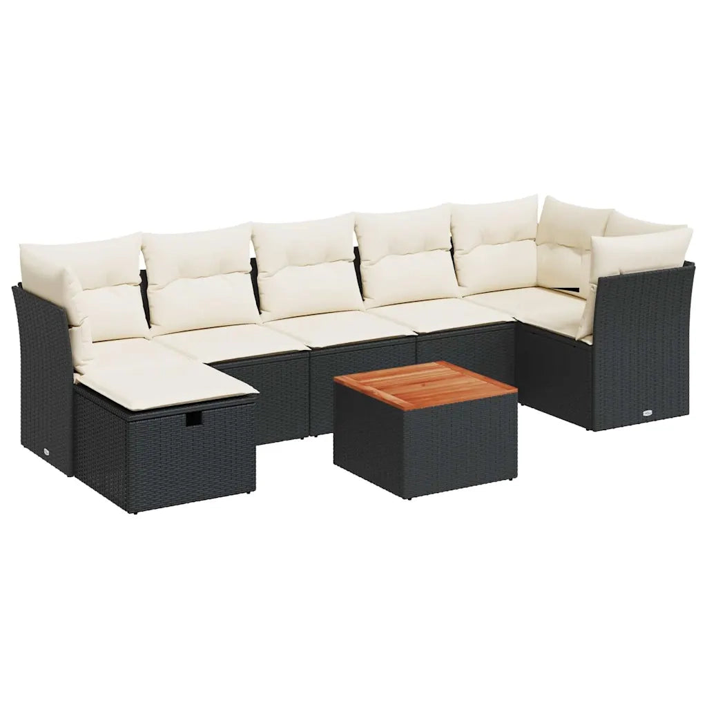 Set Divani da Giardino con Cuscini 8 pz Nero in Polyrattan 3264731
