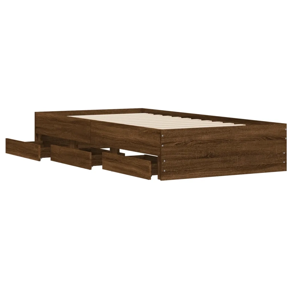 Giroletto Cassetti Rovere Marrone 100x200 cm Legno Multistrato