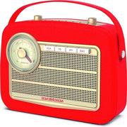 Radio portatile DAB+ e FM con streaming audio Bluetooth e batteria per 24 ore rossa